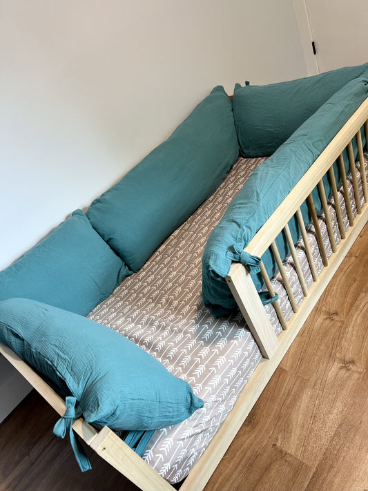 Sofy cotton pillow cover on floor bed.